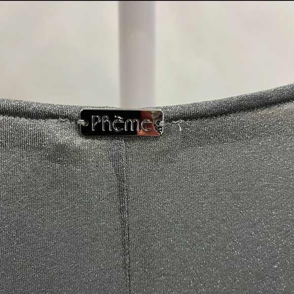 PHEME Silver Mesh Maxi Dress XS Stretch Ruched Long Sleeve Evening Sparkle Gown - Picture 11 of 13